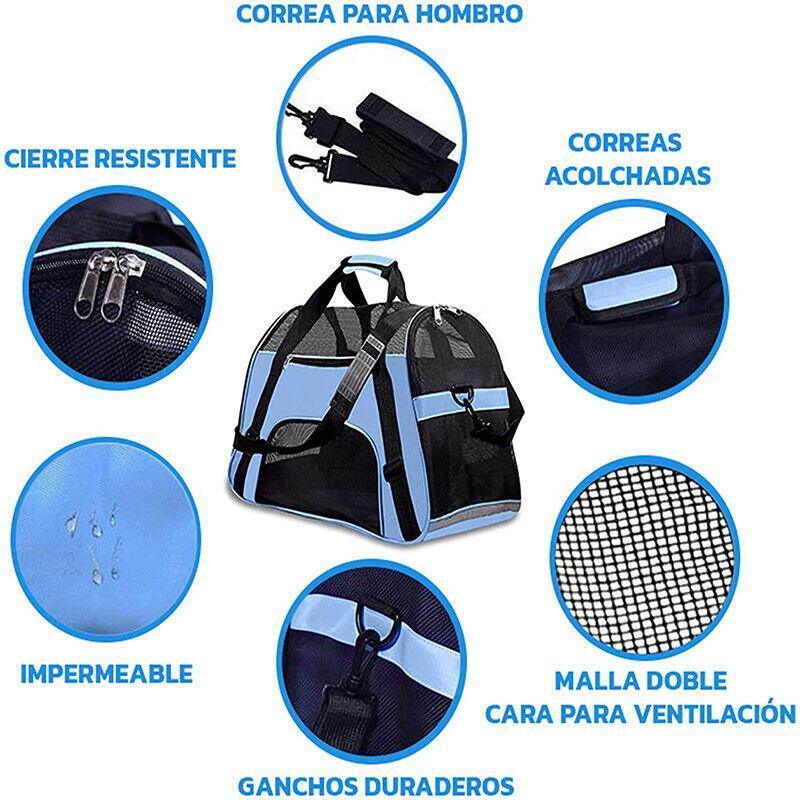 Pipers Portable Pet Carrier Bag - Large, Waterproof, Breathable, Airline Approved - Blue