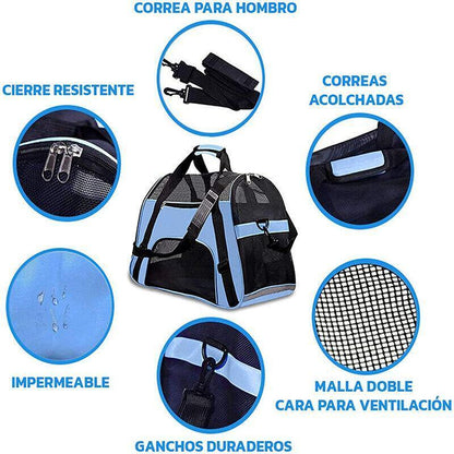 Pipers Portable Pet Carrier Bag - Large, Waterproof, Breathable, Airline Approved - Blue