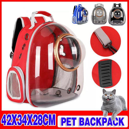 Space Capsule Pet Backpack Carrier - Grey, 34*28*42 cm, Transparent Design, Breathable