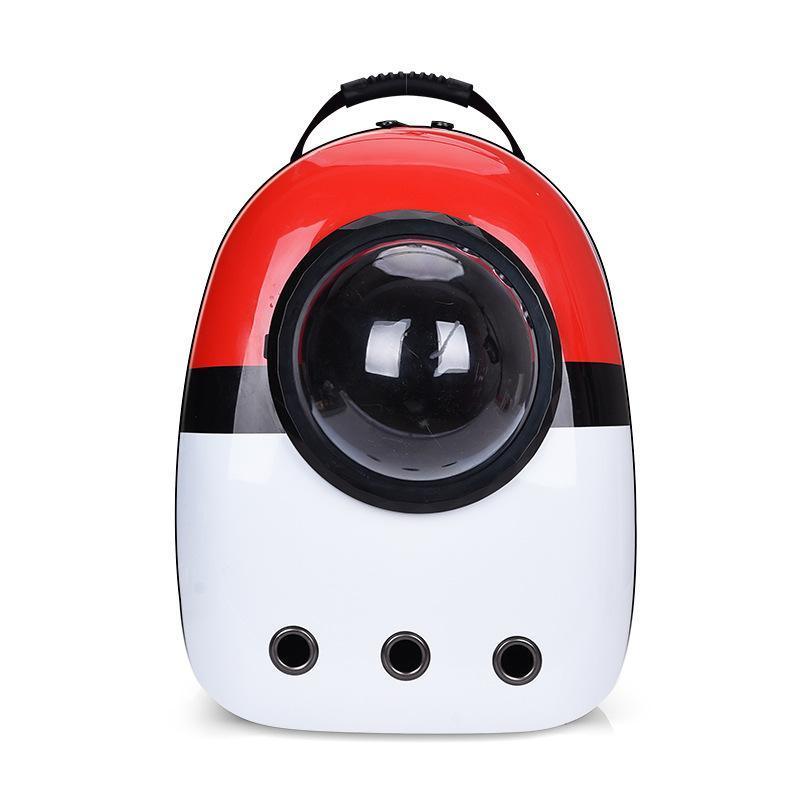 Transparent Space Dog Backpack Carrier for Small Pets - Waterproof, Breathable, Red with White