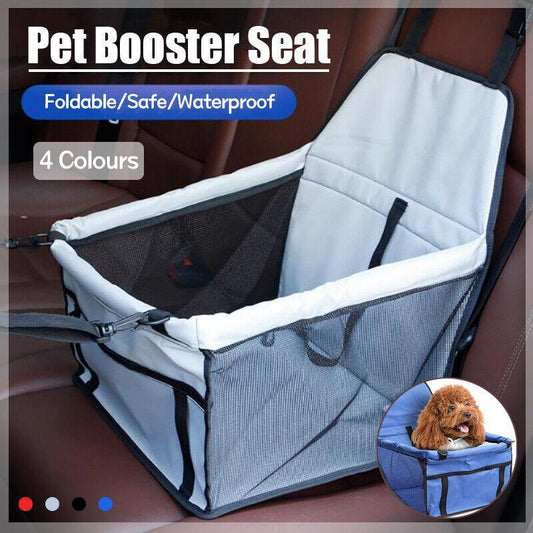 Pet Car Booster Seat Travel Carrier Basket for Cats Dogs with Secure Design - Black