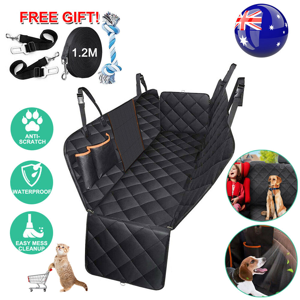 Premium Black Waterproof Pet Car Hammock with Mesh Window