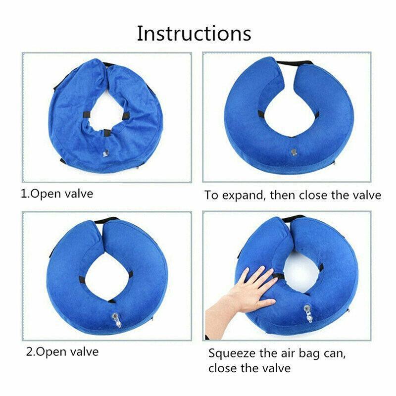 Premium Inflatable Pet Healing Collar Soft Cone - Blue S