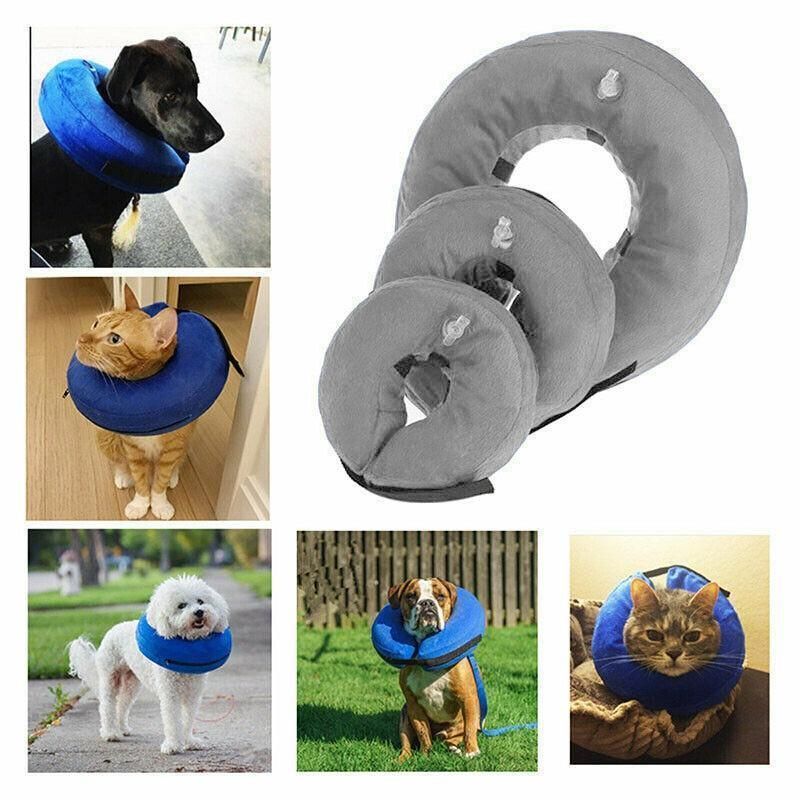 Premium Grey Inflatable Pet Recovery Collar for Dogs & Cats - M