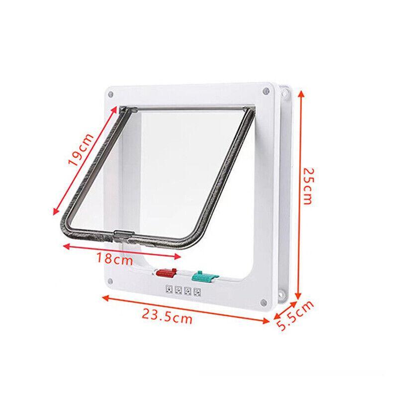 V528 4-Way Lockable Pet Door for Cats & Small Dogs - White, Large Size