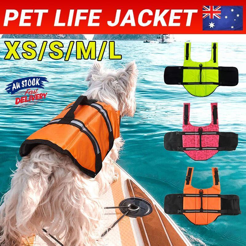 Dog Life Jacket Pet Swim Vest Floatation Aid Waterproof Green - S - SuperSaverAU - view 1