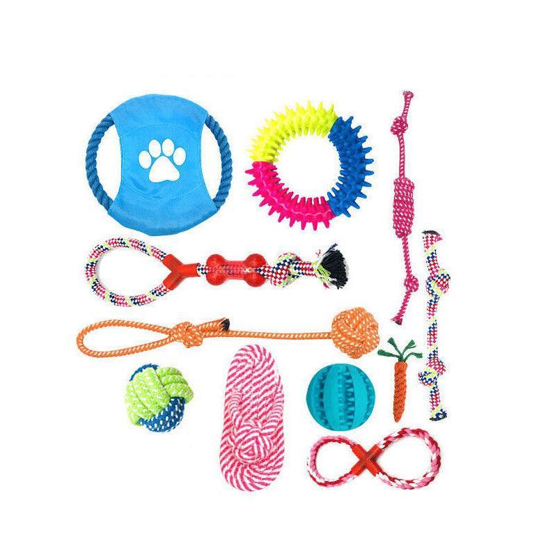 Premium Aimall Braided Rope Dog Toys Cotton & Rubber - 10 Pack