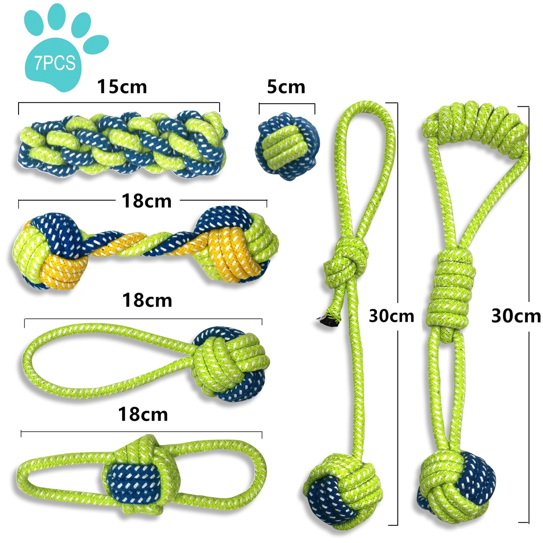 Premium Cotton Rope Dog Chew Toys for Puppies - 7 Piece Set