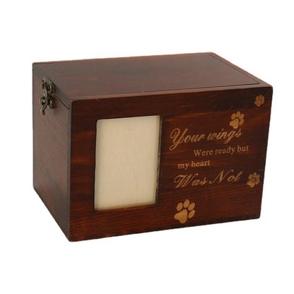 Black Wooden Pet Memorial Urn with Photo Frame for Cats and Dogs