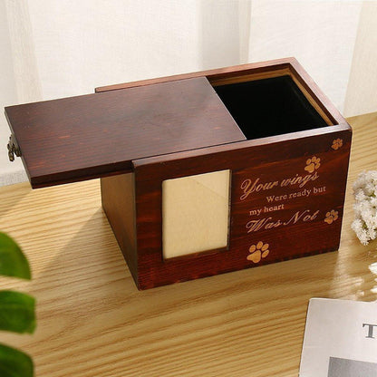 Black Wooden Pet Memorial Urn with Photo Frame for Cats and Dogs