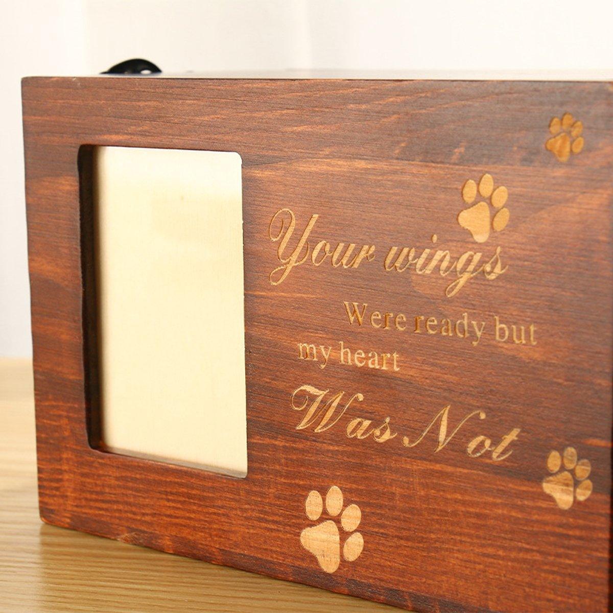 Black Wooden Pet Memorial Urn with Photo Frame for Cats and Dogs