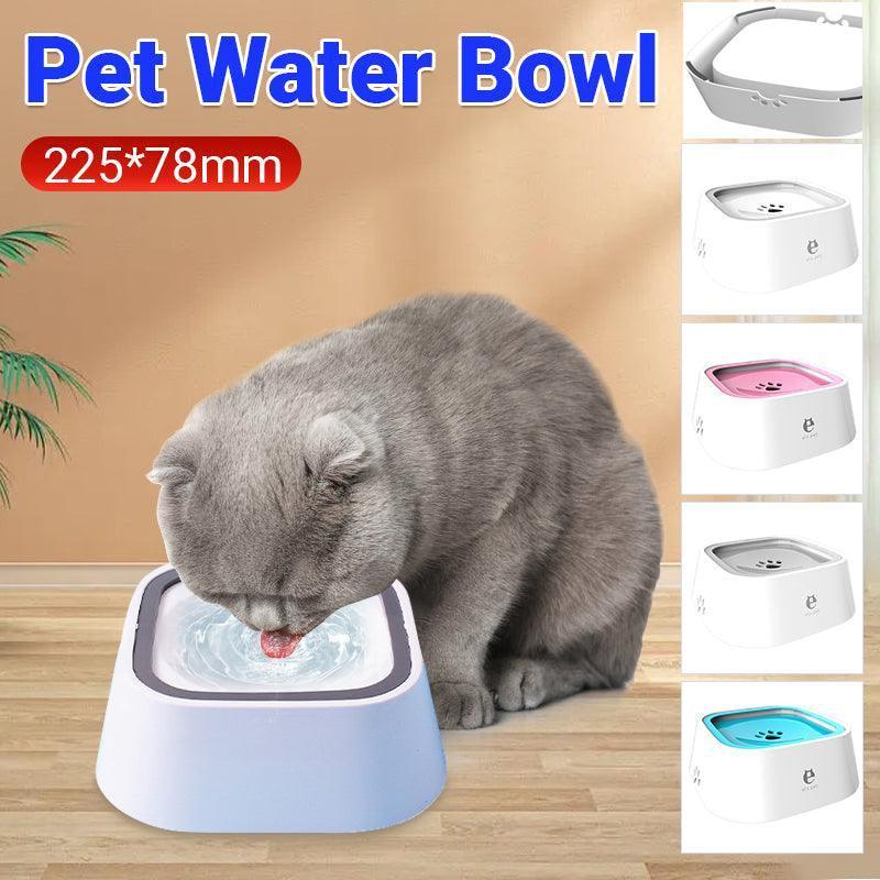 Auto Splash Free Pet Water Bowl 1.5L No-Spill Slow Drinking Feeder - White