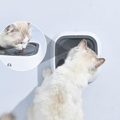 Auto Splash Free Pet Water Bowl 1.5L No-Spill Slow Drinking Feeder - White