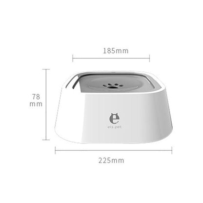Auto Splash Free Pet Water Bowl 1.5L No-Spill Slow Drinking Feeder - White