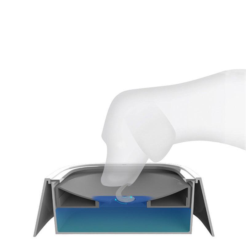 Auto Splash Free Pet Water Bowl 1.5L No-Spill Slow Drinking Feeder - White