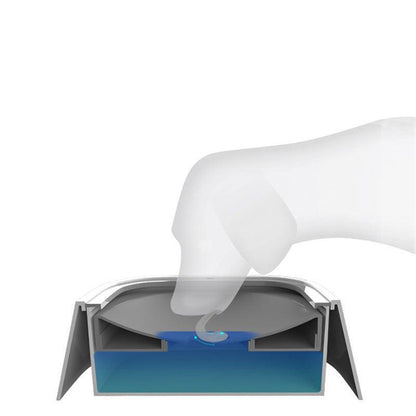 Auto Splash Free Pet Water Bowl 1.5L No-Spill Slow Drinking Feeder - White