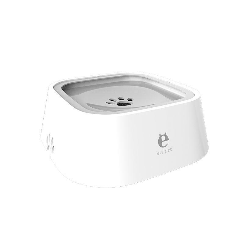 Auto Splash Free Pet Water Bowl 1.5L No-Spill Slow Drinking Feeder - White