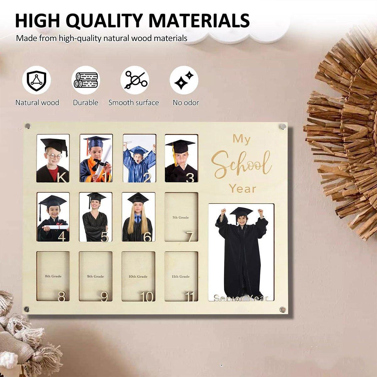 Graduation School Years Photo Frame Collage Gift, 40cm x 30cm, 12 Photos, Natural Wood - SuperSaverAU - view 3