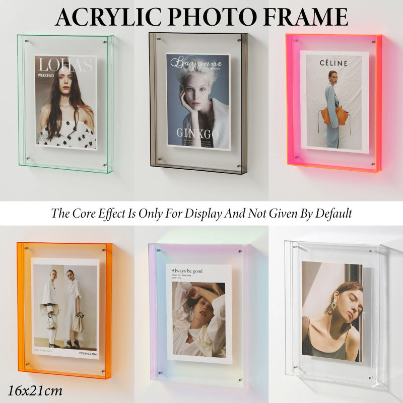 Acrylic Photo Frame Double-Sided Clear Display 16x21cm - Green, Screw Mount
