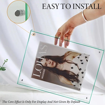 Acrylic Photo Frame Double-Sided Clear Display 16x21cm - Green, Screw Mount