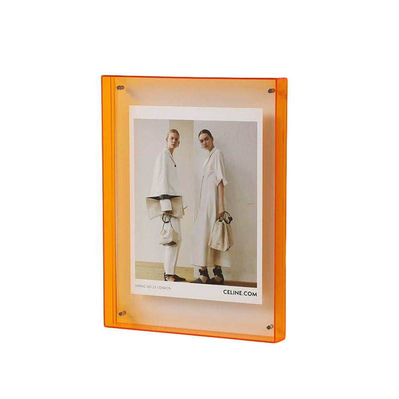 Acrylic Photo Frame Double-Sided Clear Display 16x21cm - Green, Screw Mount