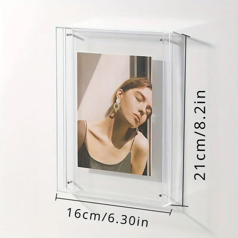 Acrylic Photo Frame Double-Sided Clear Display 16x21cm - Orange, Screw Mount