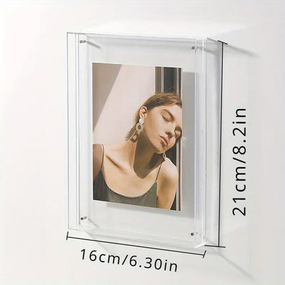 Acrylic Photo Frame Double-Sided Clear Display 16x21cm - Orange, Screw Mount