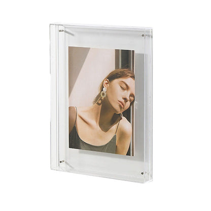 Acrylic Photo Frame Double-Sided Clear Display 16x21cm - Orange, Screw Mount