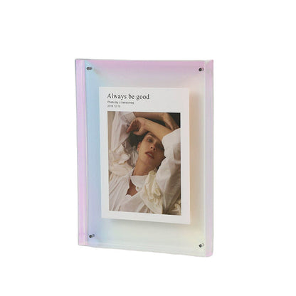 Acrylic Photo Frame Double-Sided Clear Display 16x21cm - Orange, Screw Mount