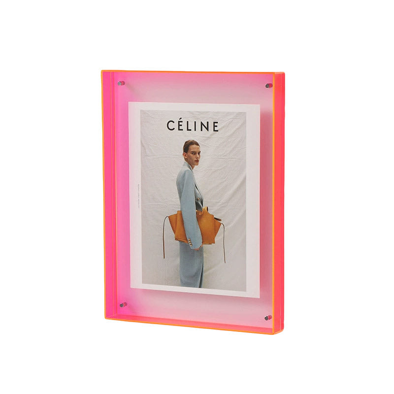 Acrylic Photo Frame Double-Sided Clear Display 16x21cm - Orange, Screw Mount