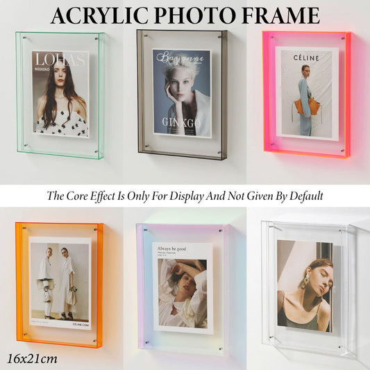 Acrylic Photo Frame Double-Sided Clear Display – 16x21cm with Screw Mount
