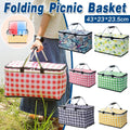 Foldable Picnic Basket Outdoor Camping Carrying Basket Portable Food Storage - Green - SuperSaverAU - view 1