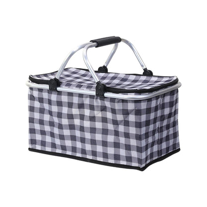 Foldable Picnic Basket Outdoor Camping Carrying Basket Portable Food Storage - Green
