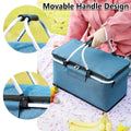 Folding Picnic Basket Insulated Cooler Bag Portable Outdoor Grocery Storage - Grey - SuperSaverAU - view 3