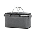 Folding Picnic Basket Insulated Cooler Bag Portable Outdoor Grocery Storage - Navy - SuperSaverAU - view 2