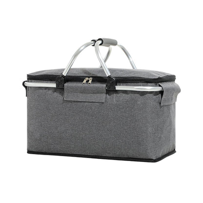 Folding Picnic Basket Insulated Cooler Bag Portable Outdoor Grocery Storage - Navy