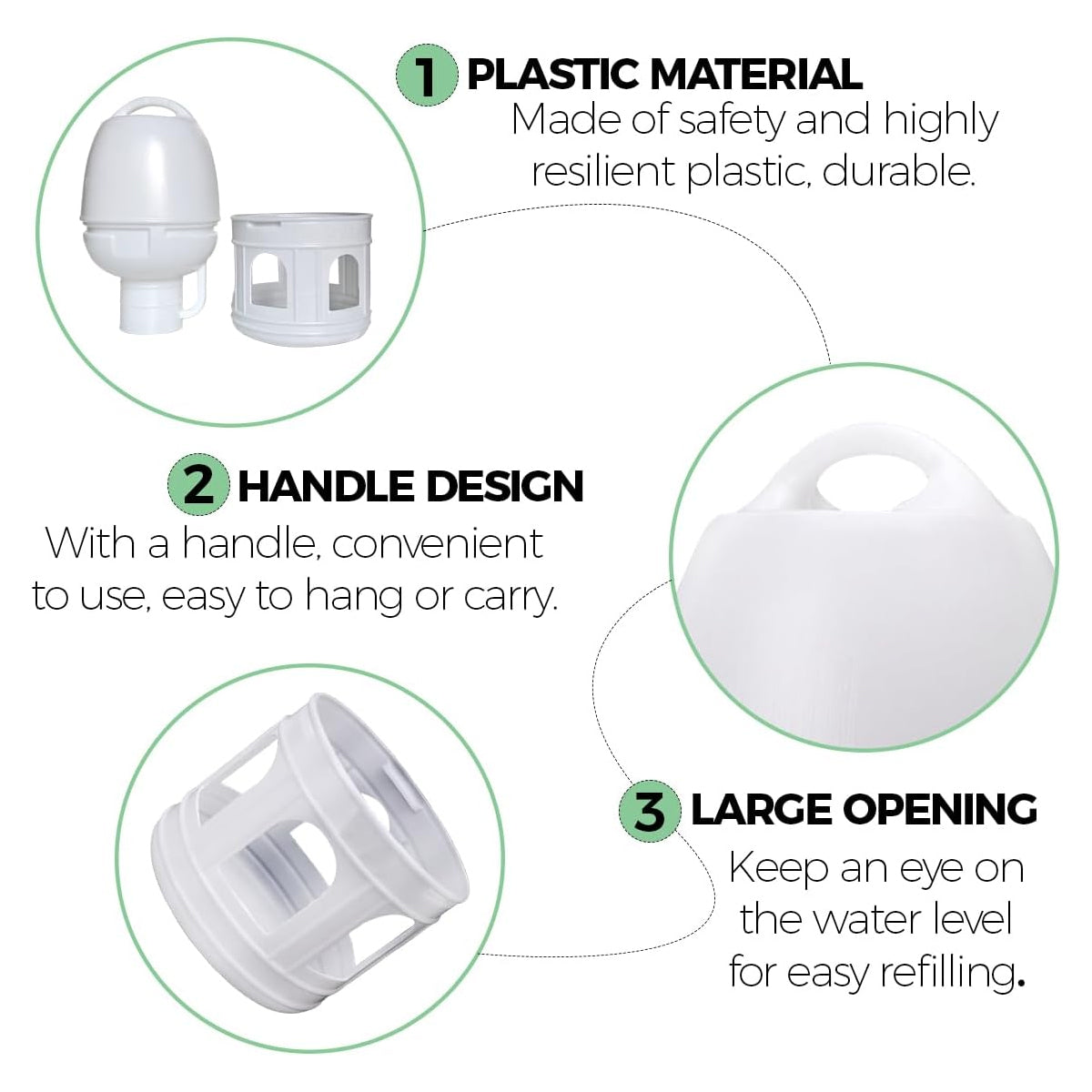 Premium White 3L Pigeon Drinker Bird Water Dispenser