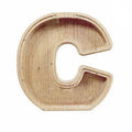 Premium Wooden Letter C Piggy Bank – Walnut with Acrylic Panel