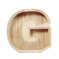 Premium Wooden Letter G Piggy Bank – Walnut with Acrylic Panel