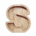 Premium Wooden Letter S Piggy Bank – Walnut with Clear Panel