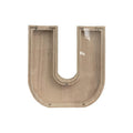 Premium Wooden Letter U Piggy Bank – Walnut with Clear Panel