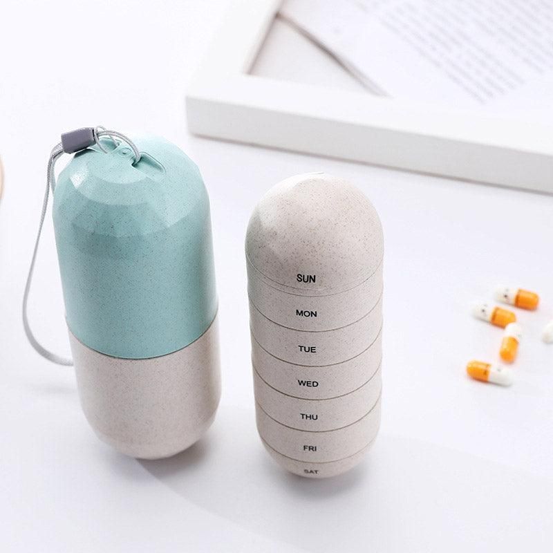Premium Sealed 7-Compartment Rotating Weekly Pill Box with Silicone Seal