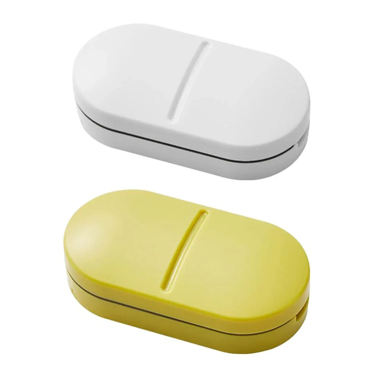Premium 3pcs Yellow Tablet Cutter Pill Splitter and Medicine Storage Box