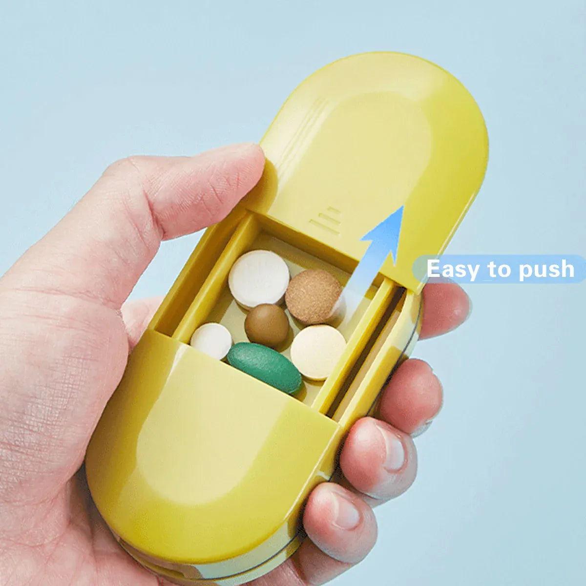 Premium 3pcs Yellow Tablet Cutter Pill Splitter and Medicine Storage Box