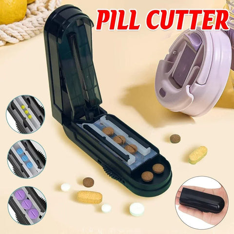 Premium Portable Pill Cutter Tablet Splitter with Gear Adjustment and Storage Organiser