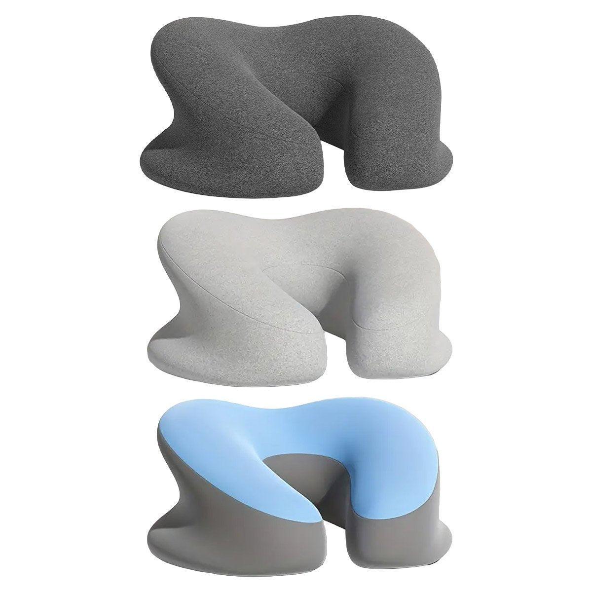 U-Shaped Face Cushion Pillow 32cm x 28cm x 15cm - Ergonomic, Soft Fabric, Blue - SuperSaverAU - view 1