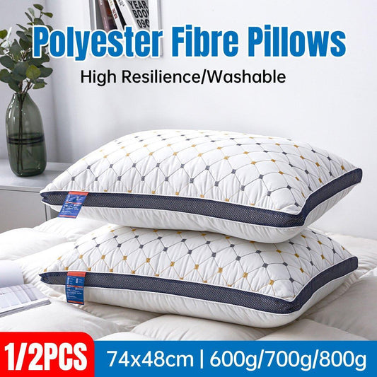 Premium Polyester Fibre Pillow 700g - Washable, High Resilience, Elegant Design