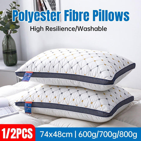 Premium Polyester Fibre Pillow 800g - Washable, High Rebound Support, 2PCS - SuperSaverAU - view 1