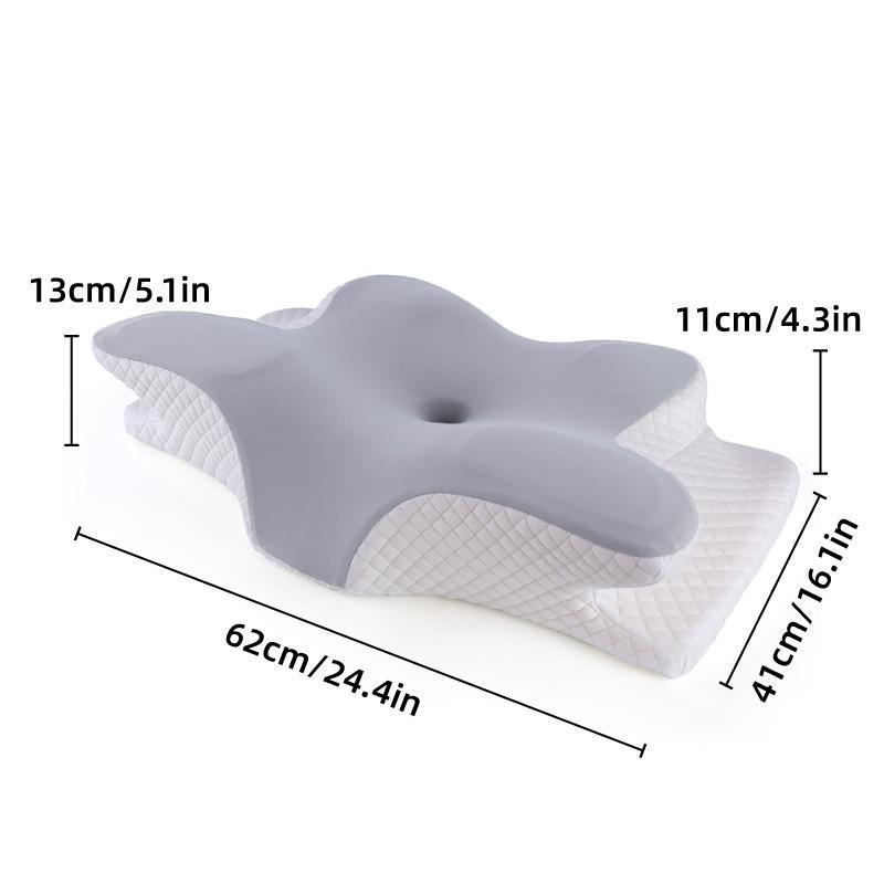 Premium Memory Foam Neck Pillow with Butterfly Ergonomic Design - Grey