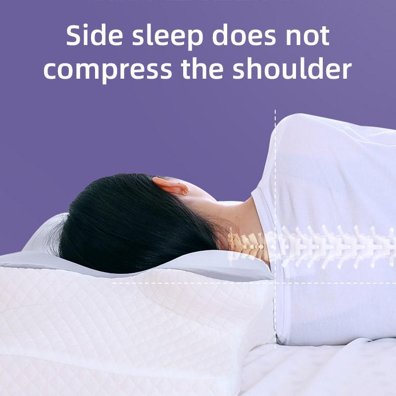 Premium Memory Foam Neck Pillow with Butterfly Ergonomic Design - Grey